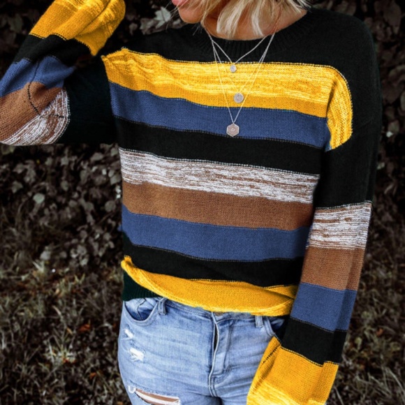 NWOT Multicolor Balloon Sleeve Sweater(220515) - Picture 4 of 7